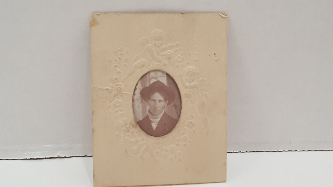 Antiguo pequeño gabinete tarjeta retrato foto mujer en negro | Etsy