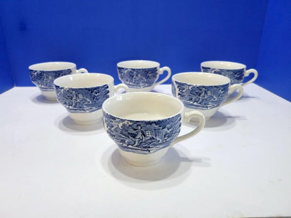 Vintage English Ironstone Staffordshire Liberty Tea Cups Lot of 6