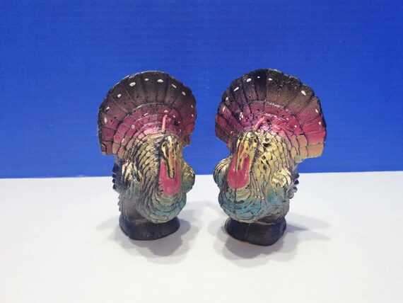 Vintage Colorful Turkey Waxed Candles Pair