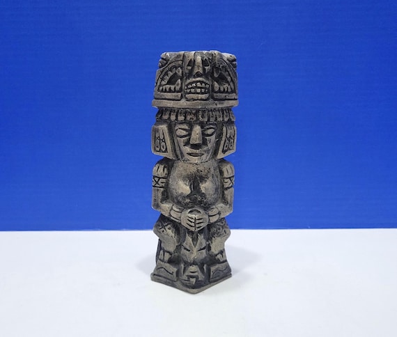 Vintage Aztec Inspired Stone Replica Totem Pole