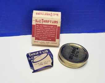 Vintage Thrift-T-Lids Metal Jar Lids in Box with 12 Lids
