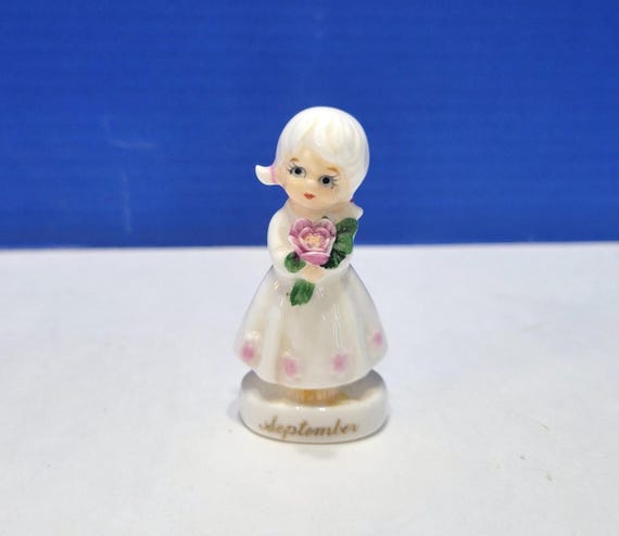 Vintage Kelvin's Bone China September Birthday Girl Miniature Figurine