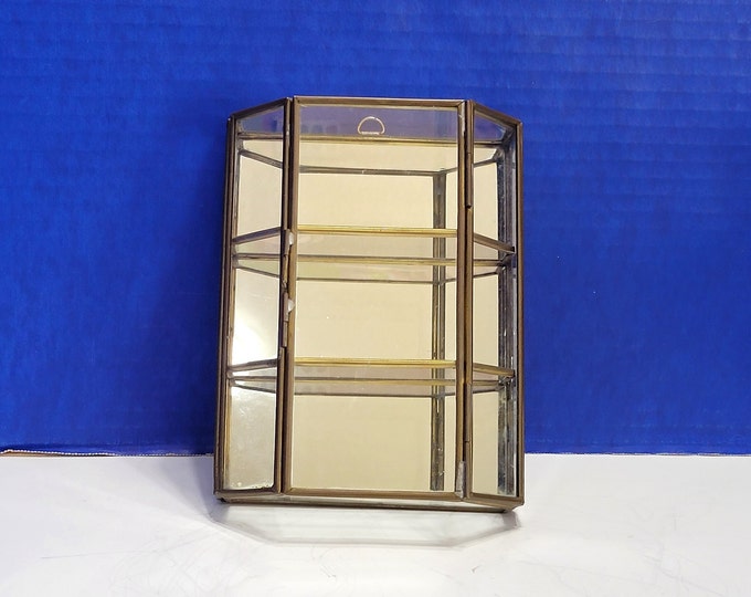 Vintage Glass Display Case Gold Three Tier Shelf Etsy