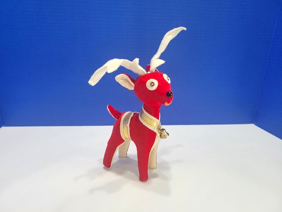 Vintage Dream Pets Red Stuffed Reindeer Made in Japan