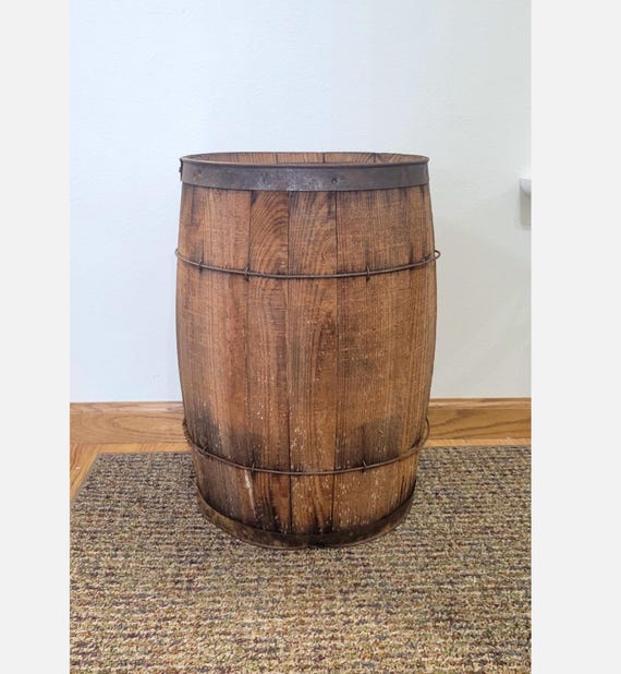 Vintage Wood Nail Keg Barrell Rustic Farm Fresh
