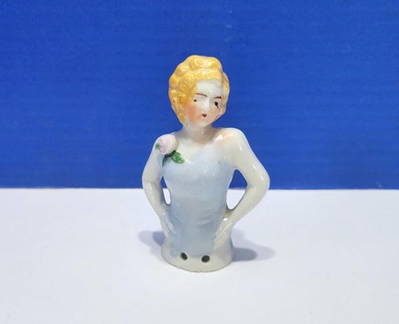 Vintage Ceramic Half Doll with Shoulder Flower Corsage