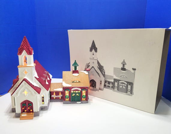Vintage Department 56 Good Shepherd Chapel and Church School Snow Village in Box