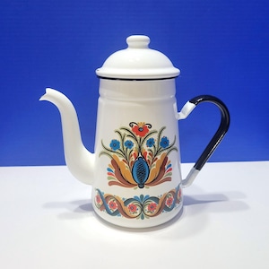Vintage Berggren Scandinavian Porcelain Enamel Coffee Pot