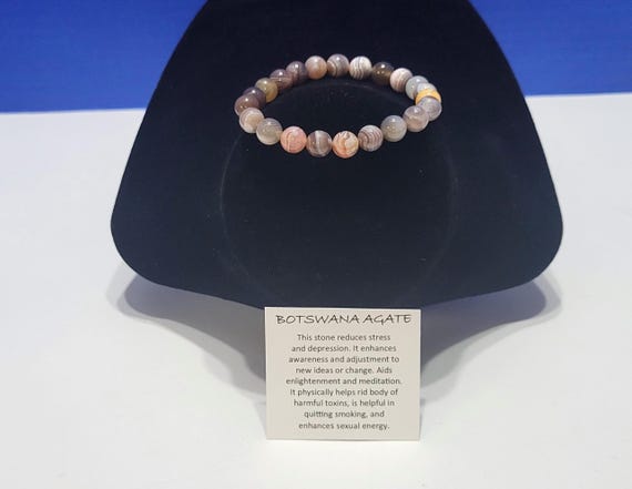 Vintage Natural Botswana Agate Beaded Bracelet to Reduce Stress