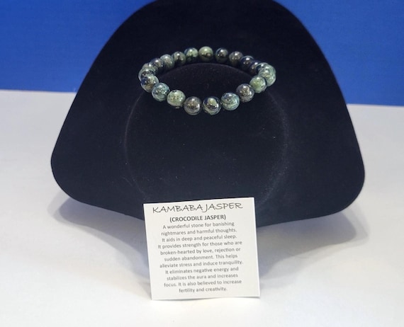 Vintage Natural Kambaba Jasper Beaded Bracelet for Alleviating Stress