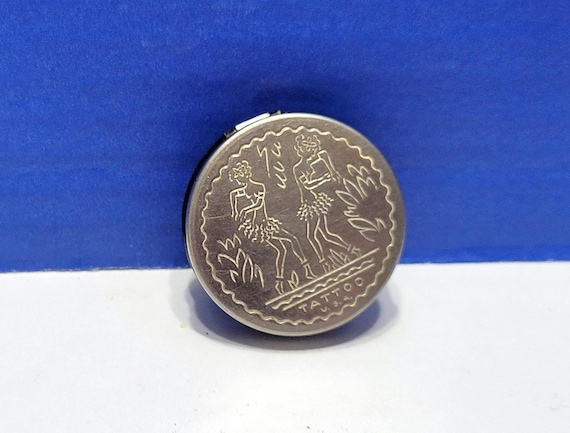 Antique Rare Tattoo Rouge Powder Compact with Makeup Inside