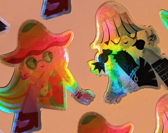 Mushroom Girls Holographic Stickers | Hippie and Goth Shroom Gals