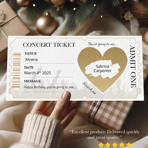Concert scratch card with gold heart