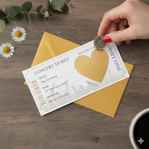 Personalised Concert Ticket, Concert Scratch card, Festival Scratch Reveal Concert Scratchcard Surprise, Gig Scratch, Band Reveal, Christmas zdjęcie 3
