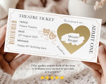 Theatre Scratch Card - Theatre Ticket - Personalised Play Voucher Reveal - Theatre Scratchcard Surprise - Show Scratchcard - Musical Reveal