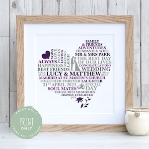 Wedding Gift | Just Married Gift | Personalised Wedding Print | Gift for Newly Married | Wedding Gifts for Couple | Wedding Art | Marriage