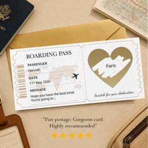 Personalised Holiday Scratch Card, Boarding Pass Scratch Reveal, Surprise Travel Scratchcard, Holiday Gift for Christmas, Disneyland Reveal image 1