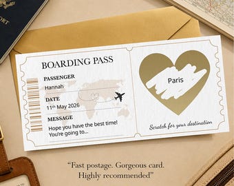 Personalised Holiday Scratch Card, Boarding Pass Scratch Reveal, Surprise Travel Scratchcard, Holiday Gift for Christmas, Disneyland Reveal