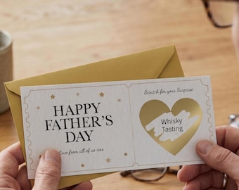 Personalised Father's Day Scratch Card, Fathers Day Scratchcard Reveal, Football Tickets, Dad Surprise Gift Scratch off
