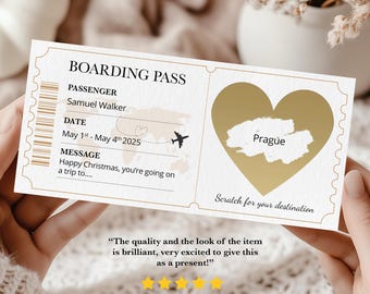 Personalised Scratch Card, Boarding Pass Holiday Scratch Reveal, Surprise Travel Scratchcard, Holiday Gift, Surprise Holiday Destination