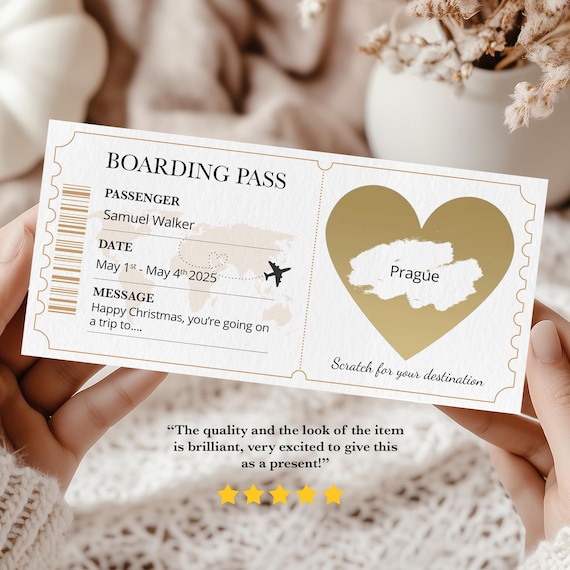 Personalised Holiday Scratch Card, Boarding Pass Scratch Reveal, Surprise Travel Scratchcard, Holiday Gift for Christmas, Disneyland Reveal