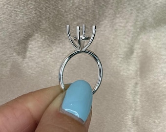 4 Prong 10kt 14kt 18kt Solid White Gold Round Wire Mounting For Round Cut Diamond & Gemstone 5mm-10mm for 0.50ct-4.00ct Semi Mount