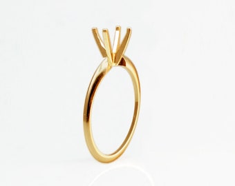 Solid14K All Yellow Gold 4 Prong Diamond Engagement Ring Solitaire Setting