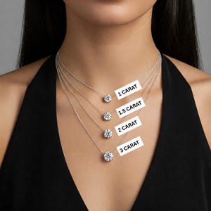 Lab-Grown Diamond Solitaire Pendant Necklaces for Women | IGI Certified | 14kt-18kt Gold (White, Yellow, Rose)Floating Design | 1-5 Carats