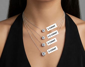 Lab-Grown Diamond Solitaire Pendant Necklaces for Women | IGI Certified | 14kt-18kt Gold (White, Yellow, Rose)Floating Design | 1-5 Carats