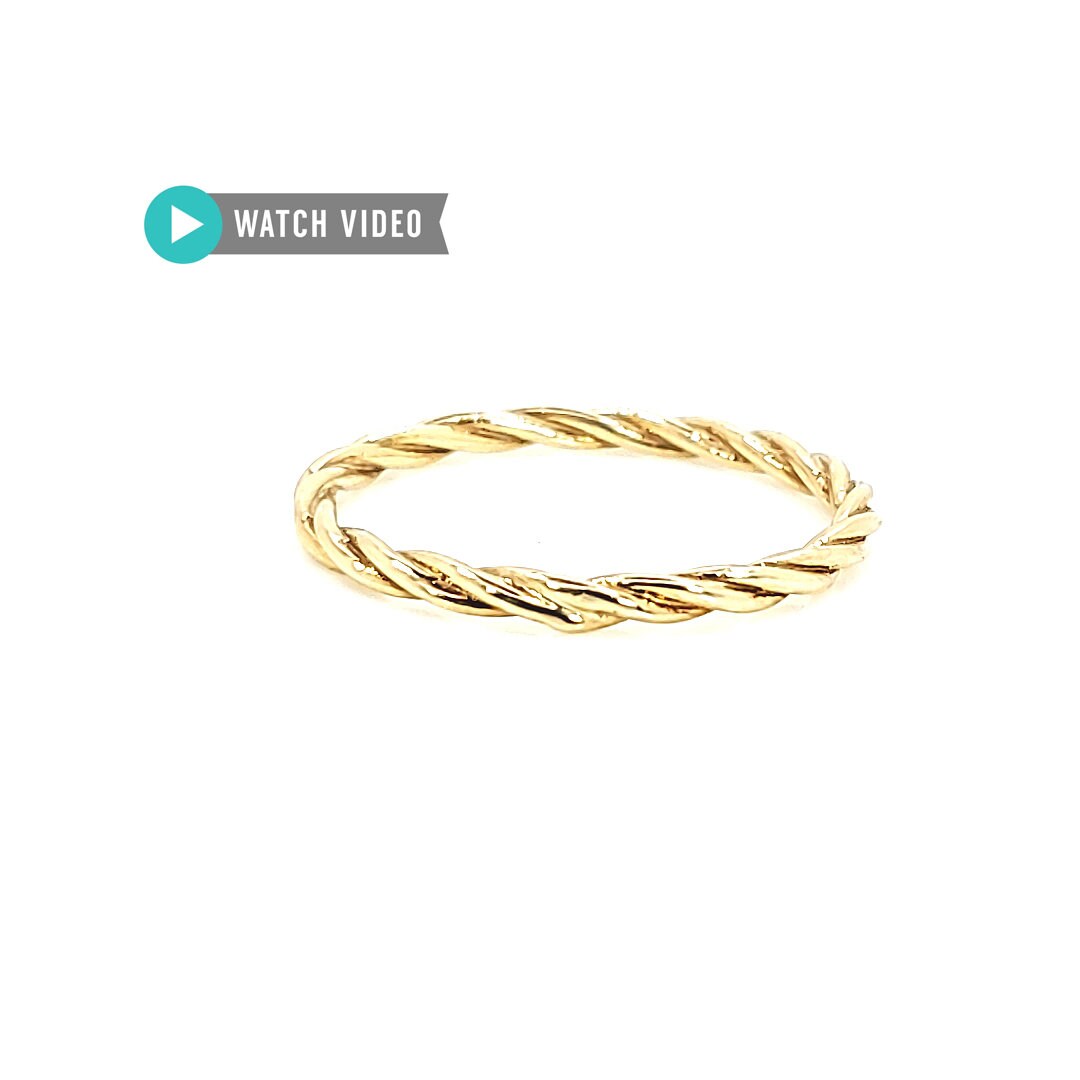 Twisted Wire Rings Solid 14kt Gold Long Twisted Wire Stacker Ring-wire Ring-solid Gold ...