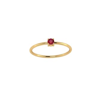14kt Solid Gold Genuine Ruby Ring, White Gold, Rose Gold, Wedding, Anniversary, Engagement, Stackable Ring, Dainty, July Birthstone, +