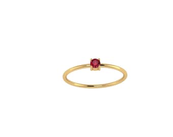 14kt Solid Gold Ruby Ring, White Gold, Rose Gold, Wedding, Anniversary, Engagement, Stackable Ring, Dainty, July Birthstone, +