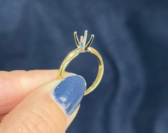 Solid 14K 2 Tone Gold 4 Prong Diamond Engagement Ring Solitaire Setting Mounting Semi Mount