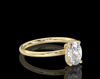 1.15 Carat IGI Certified E/VS1 Oval Cut Diamond Solitaire Engagement Ring, Lab Grown Hidden Diamond Halo Engagement Wedding Ring 14Kt