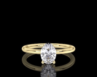 1.00 Carat IGI Certified E/VS1 Oval Cut Diamond Solitaire Engagement Ring, Lab Grown Hidden- Halo Engagement Wedding Ring 14Kt