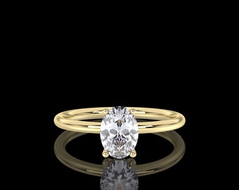 1.00 Carat IGI Certified E/VS1 Oval Cut Diamond Solitaire Engagement Ring, Lab Grown Hidden- Halo Engagement Wedding Ring 14Kt