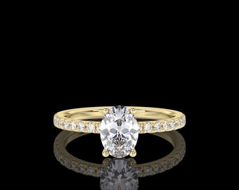 1.20 Carat IGI Certified E/VS1 Oval Cut Diamond Solitaire Engagement Ring, Lab Grown Hidden Halo Engagement Wedding Ring 14Kt