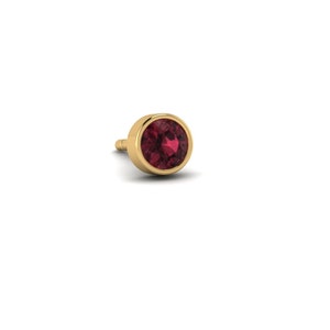 Garnet Stud,1/2 Pair, Bezel Set 14kt ,Dainty ,Petite, Solid Gold, January Birthstone, Minimalist, Handmade, Garnet Jewelry, Tiny, Birthday