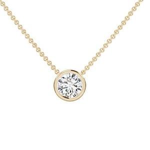 5,6,7,8 MM Solid Sterling Silver Round Cut Bezel CZ Solitaire Pendant Necklace Premium Quality