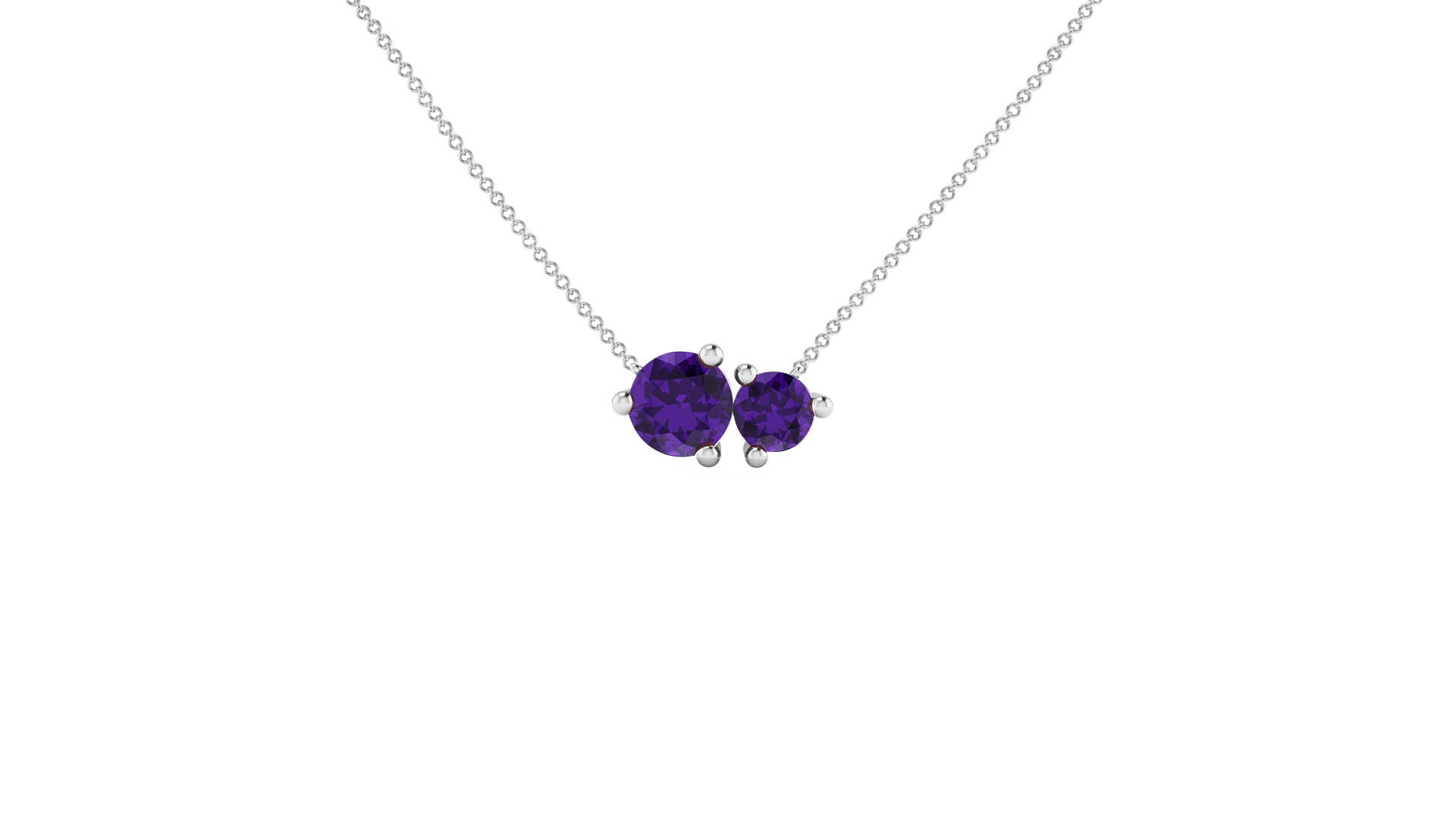14kt 2 Stone Necklace, Two Stone Pendant, Birthstone