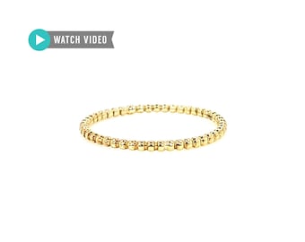 Solid 14kt Gold Beaded Stacker Ring-White Gold-Rose Gold-Anniversary-Stackable Ring-Minimalist Ring-Simple Ring-Solid Gold Bead Ring