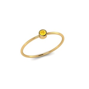 14kt Gold Citrine Ring Solo Bezel Set-White Gold-Rose Gold-Solid Gold-Minimalist-Dainty- November Birthstone-Birthday-Wedding-Anniversary