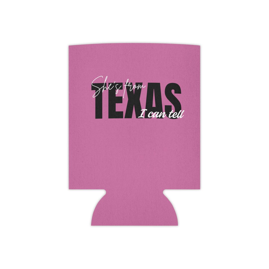 Texas Script Texas Script Overlay Can Cooler | State Pride, Black and Red Typography ...