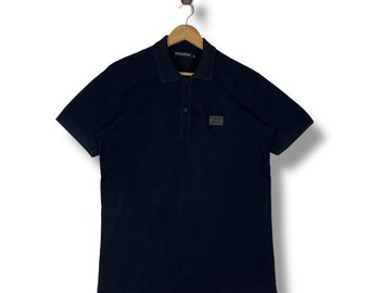 【美品】DOLCE&GABBANAクラウン刺繍ポロブラック50イタリア製 希少 イタリア製 DOLCE&GABBANA 刺繍 ラナ・ヴァージン ウール100