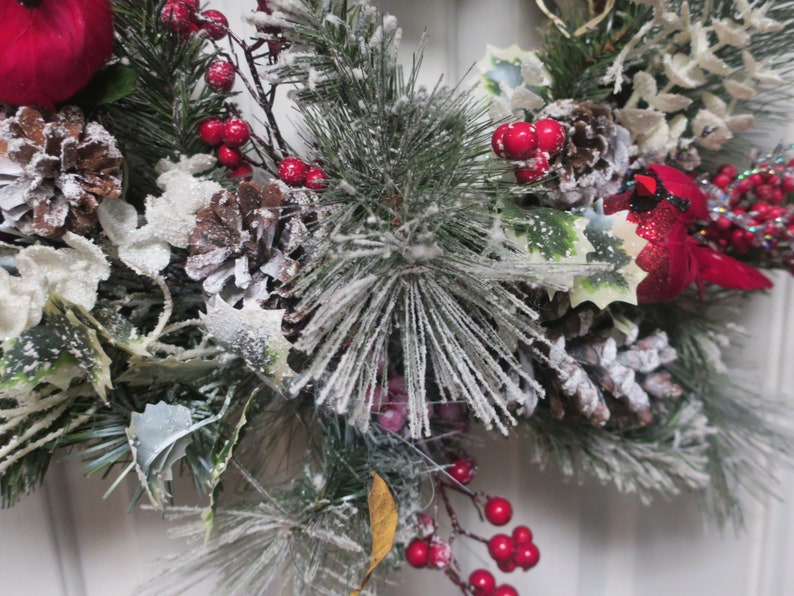French Door Christmas Wreath SET 202 Winter Cardinal Etsy
