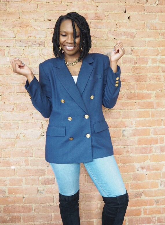 1990s Navy Blazer - Size 12 - Vintage