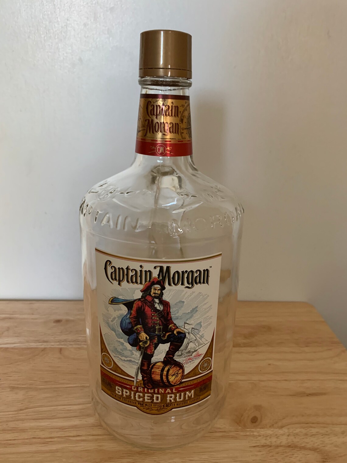 Captain Empty Spice Rum Clear Glass Bottle With Handle Etsy