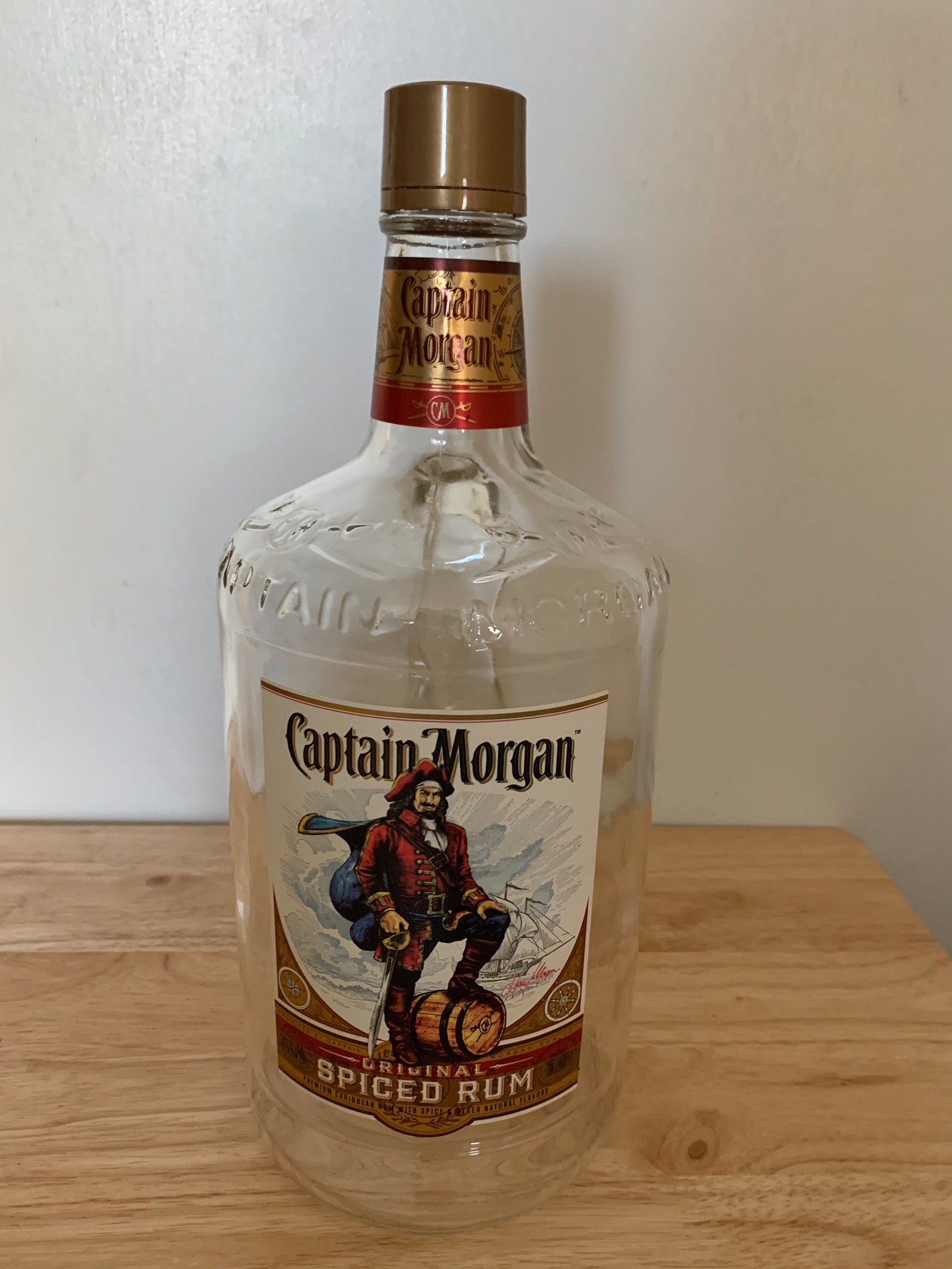Captain Empty Spice Rum Clear Glass Bottle With Handle Etsy