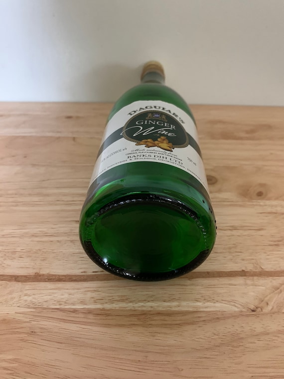 EMPTY D'AGUIAR'S Green Glass Ginger Wine Bottle With 