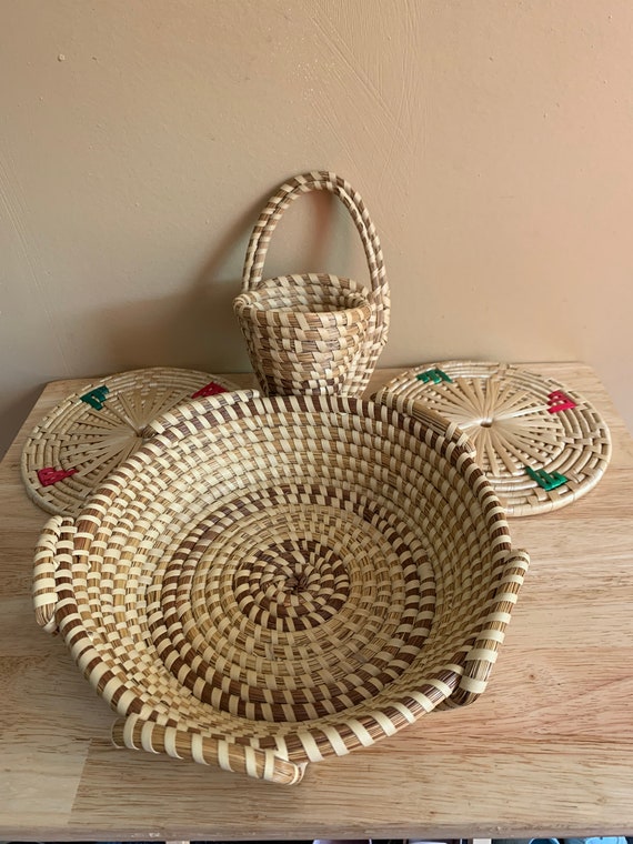 Wicker Four Piece (4) Set Of Picnic Accessories*